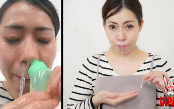 Chinatsu Hashino Stimulating Her Nose to Produce Mucus and Taste It